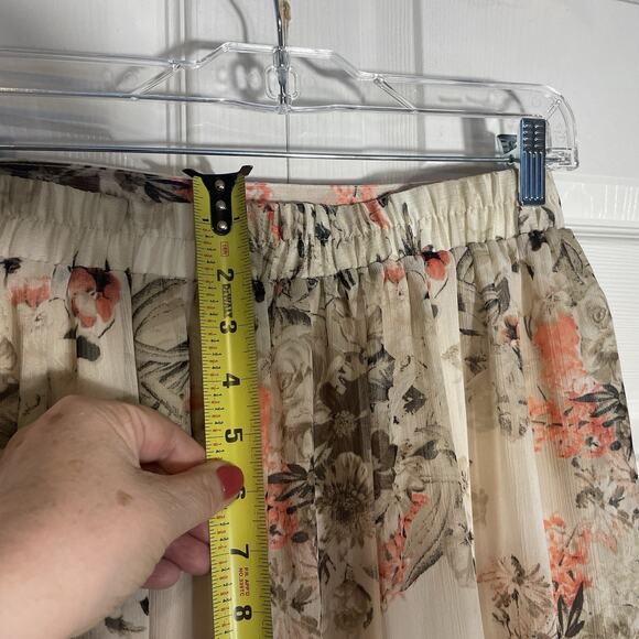 Vintage Y2K Sara Michelle Skirt Women Medium Beige Floral Whimsey Ruffle High Lo - Picture 4 of 9